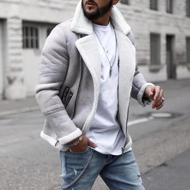 Men Solid Color Shawl Lapel Coat - Image 7