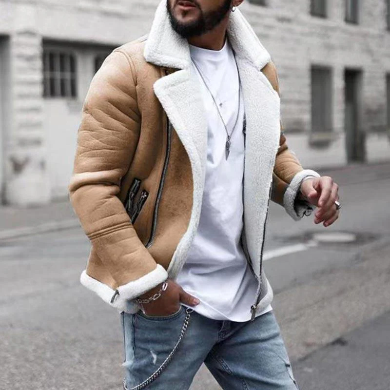 Men Solid Color Shawl Lapel Coat - Image 8