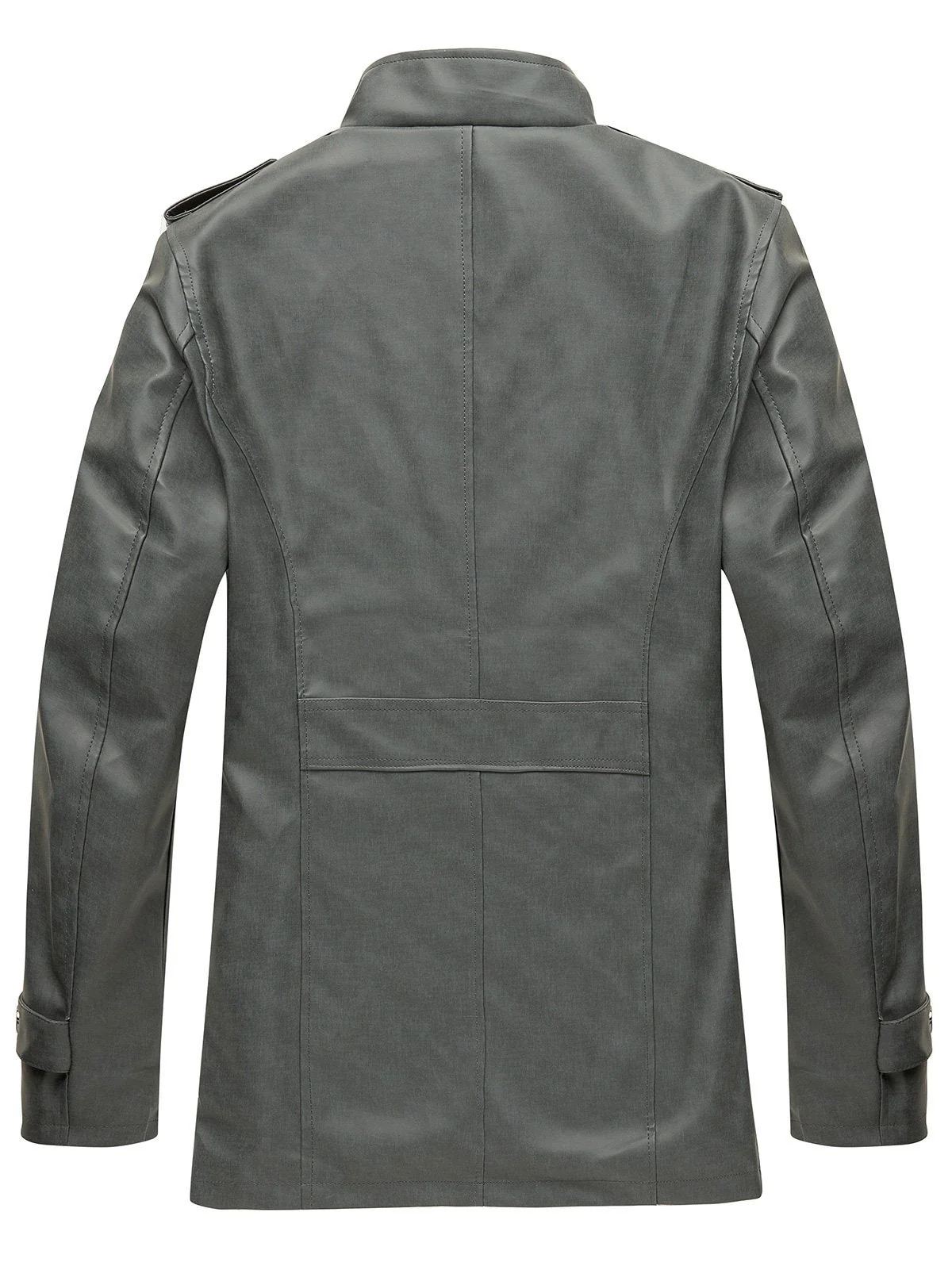 Men's Epaulet Design Stand Collar Single Breasted Coat - Image 4