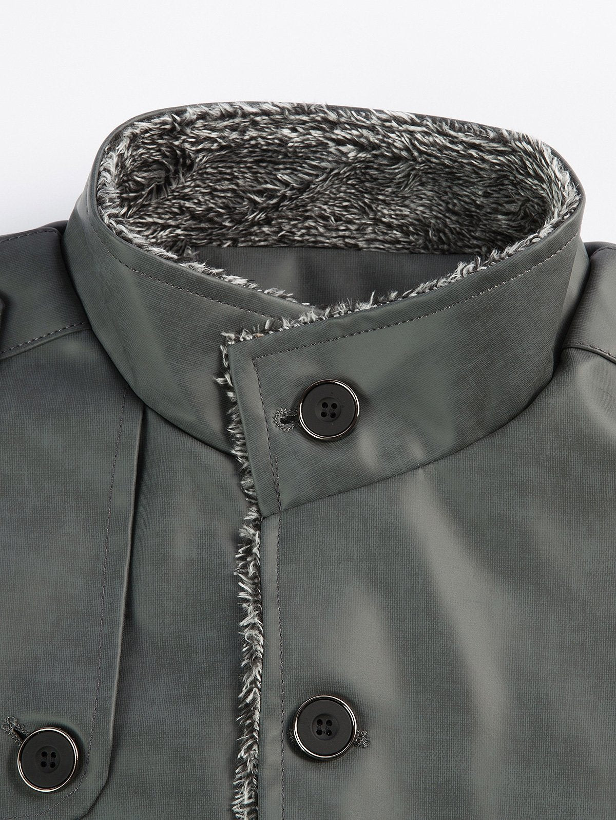 Men's Epaulet Design Stand Collar Single Breasted Coat - Image 8