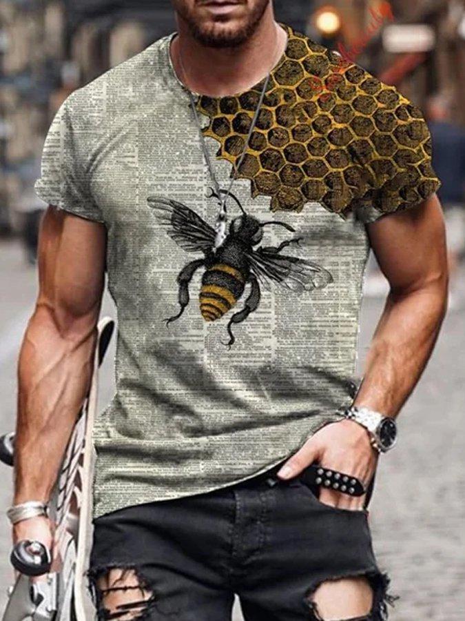 Mens Trendy Bee Dictionary Page Print Crew Neck Short Sleeve T-Shirt - Image 4