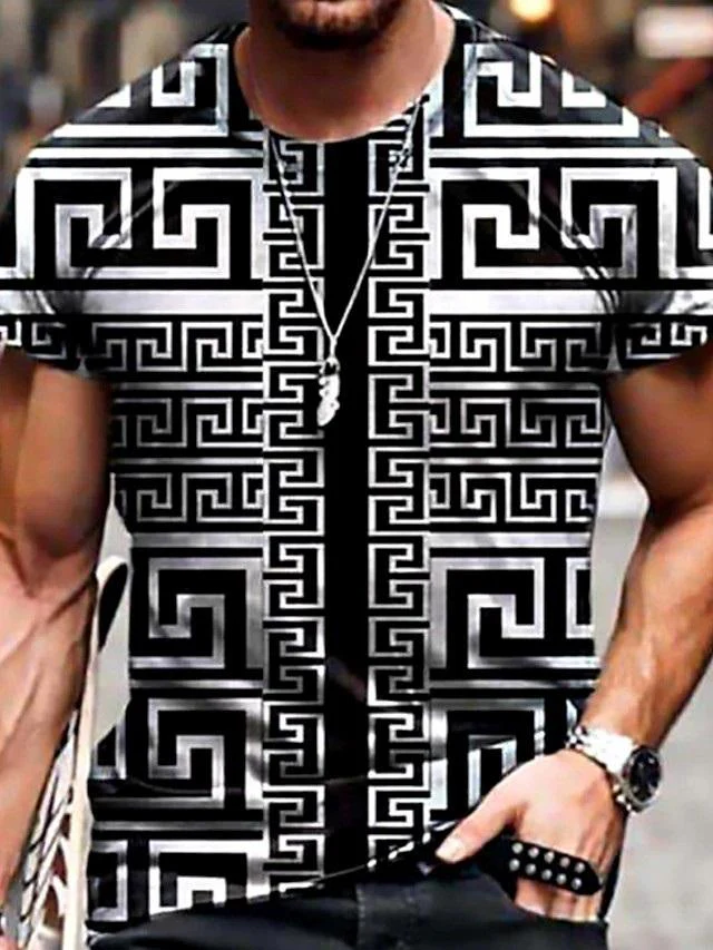 Men 3D Tees Graphic Print Short Sleeve Tops Casual Designer Summer - Image 12