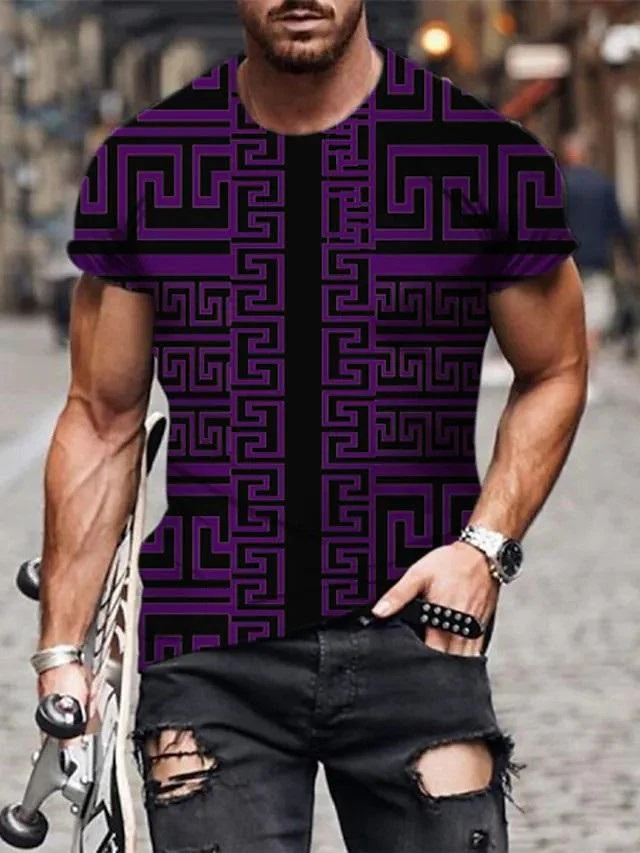 Men 3D Tees Graphic Print Short Sleeve Tops Casual Designer Summer - Image 3