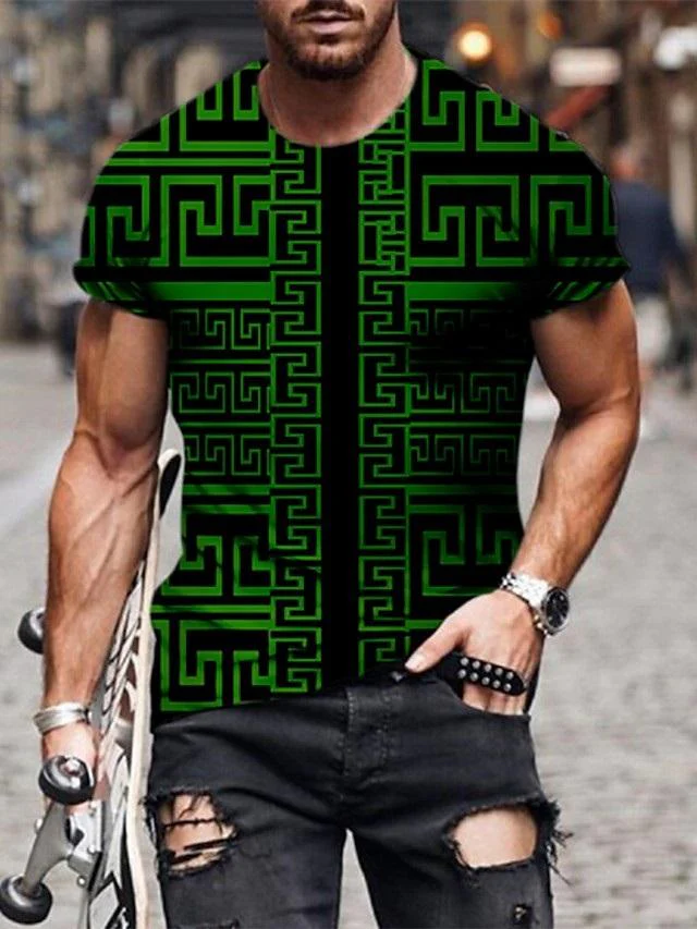 Men 3D Tees Graphic Print Short Sleeve Tops Casual Designer Summer - Image 4