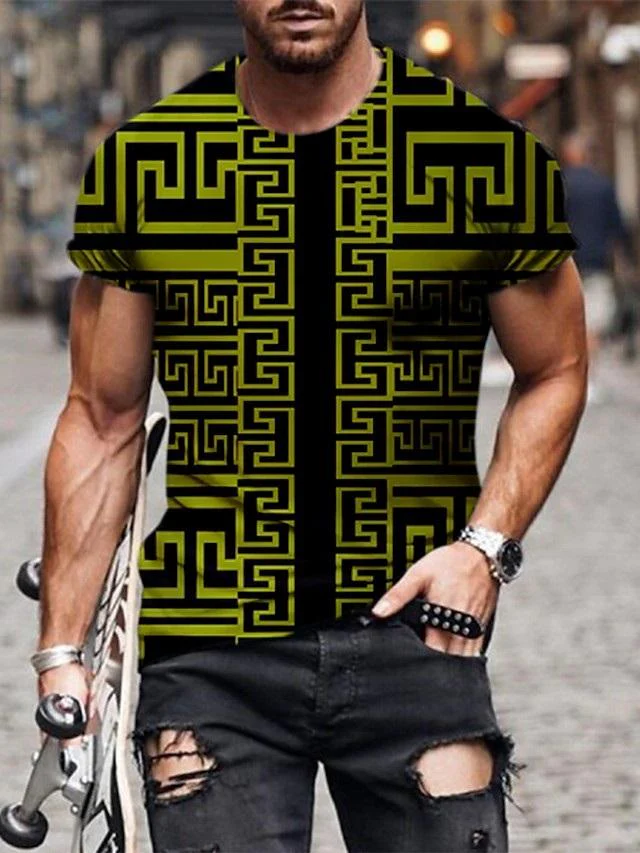 Men 3D Tees Graphic Print Short Sleeve Tops Casual Designer Summer - Image 5