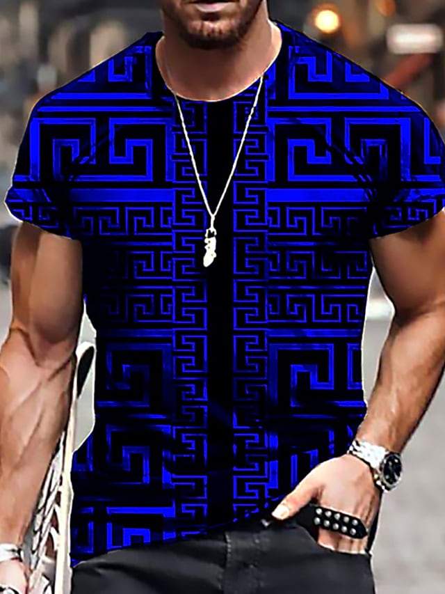 Men 3D Tees Graphic Print Short Sleeve Tops Casual Designer Summer - Image 7