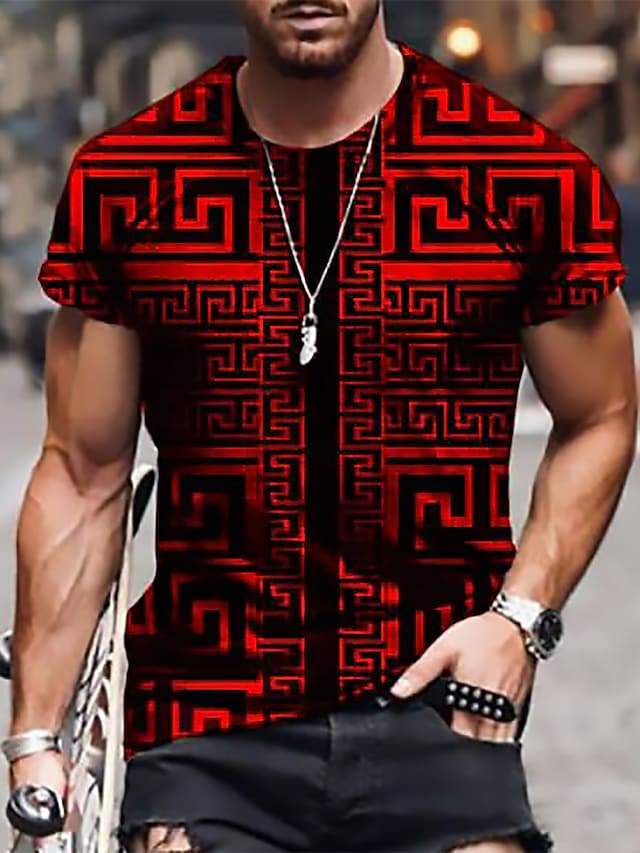 Men 3D Tees Graphic Print Short Sleeve Tops Casual Designer Summer - Image 8