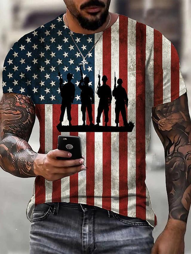 Men's Tee T shirt 3D Graphic Prints Flag Print Short Sleeve Daily Tops Casual Designer - Image 3