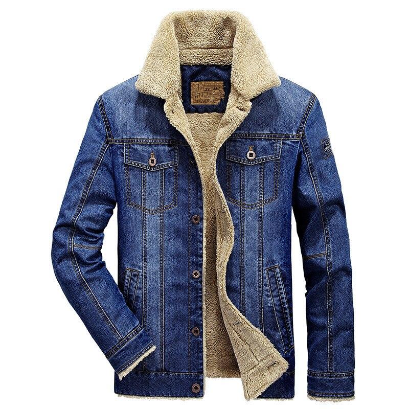 Men's Winter Denim Jacket Trendy Warm Wool Liner Coat Male Thicker Outwear Jean Jackets Men Cowboy Casual Outfits Plus Size 4XL - Image 4