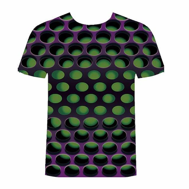 New Men's T shirt 3D Print Graphic Optical Illusion Plus Size Short Sleeve Casual Tops - Image 11