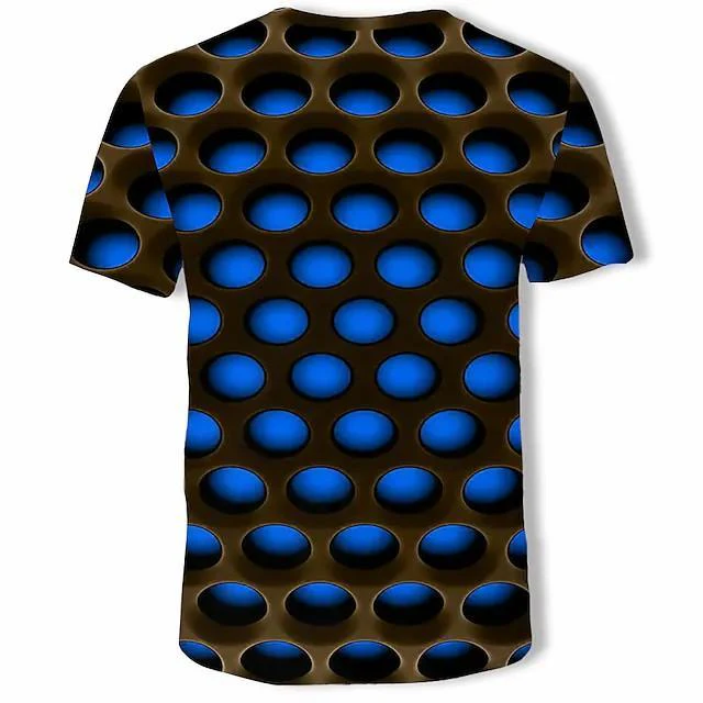 New Men's T shirt 3D Print Graphic Optical Illusion Plus Size Short Sleeve Casual Tops - Image 13