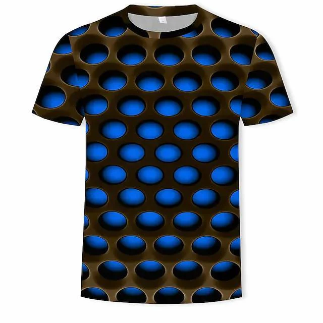 New Men's T shirt 3D Print Graphic Optical Illusion Plus Size Short Sleeve Casual Tops - Image 14