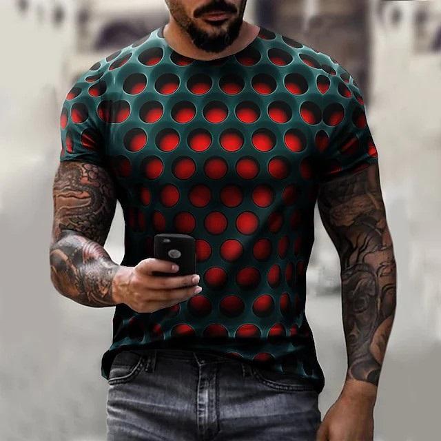 New Men's T shirt 3D Print Graphic Optical Illusion Plus Size Short Sleeve Casual Tops - Image 18