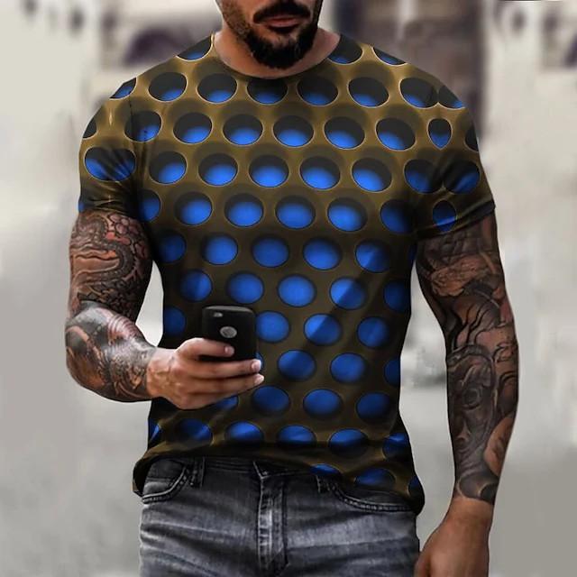 New Men's T shirt 3D Print Graphic Optical Illusion Plus Size Short Sleeve Casual Tops - Image 19
