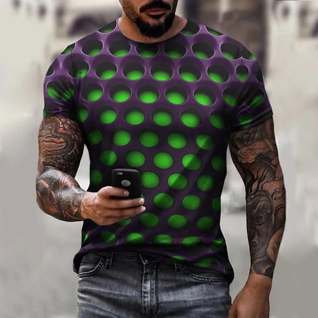 New Men's T shirt 3D Print Graphic Optical Illusion Plus Size Short Sleeve Casual Tops - Image 23