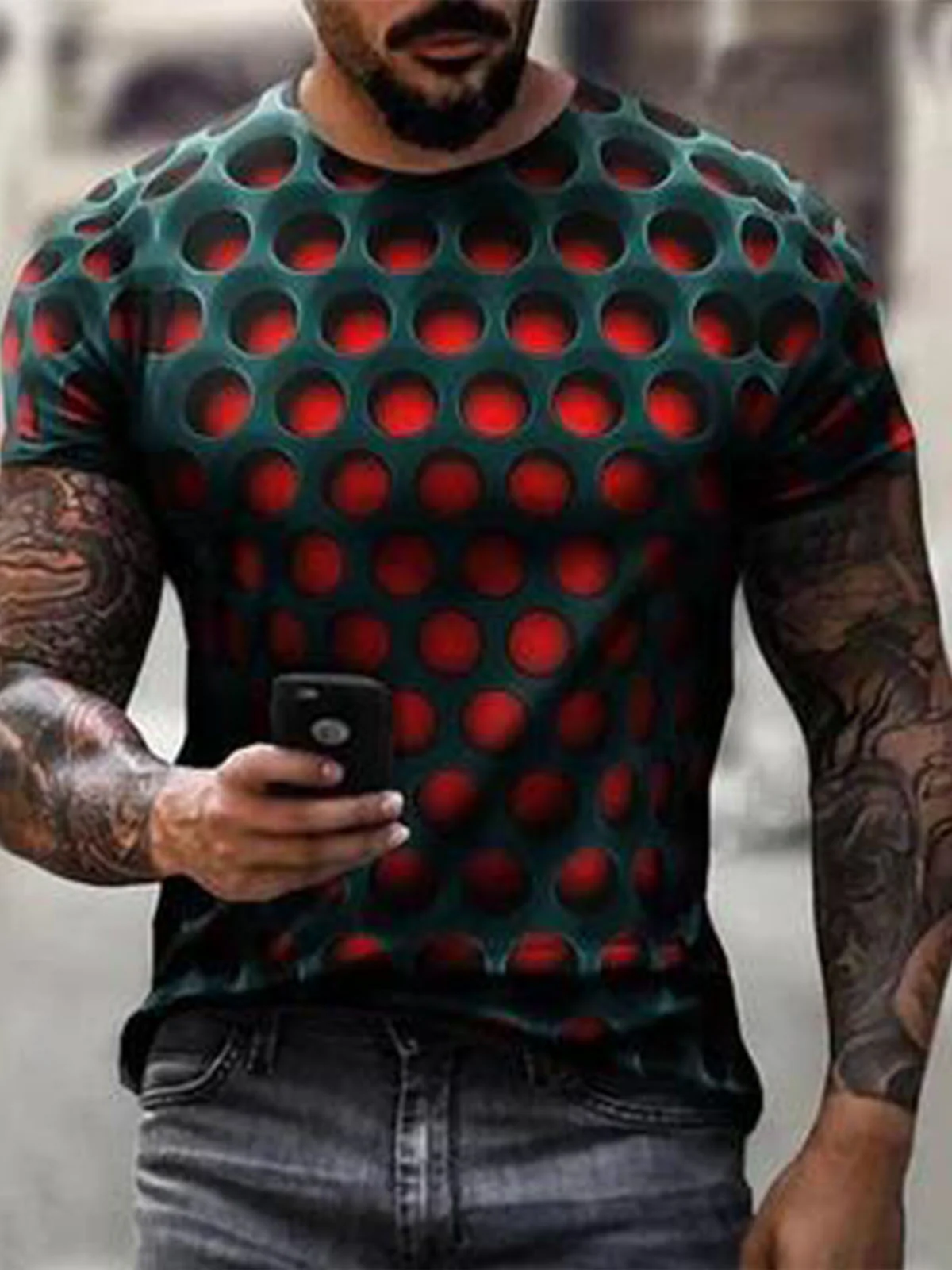New Men's T shirt 3D Print Graphic Optical Illusion Plus Size Short Sleeve Casual Tops - Image 24