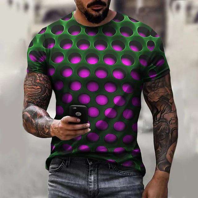 New Men's T shirt 3D Print Graphic Optical Illusion Plus Size Short Sleeve Casual Tops - Image 3