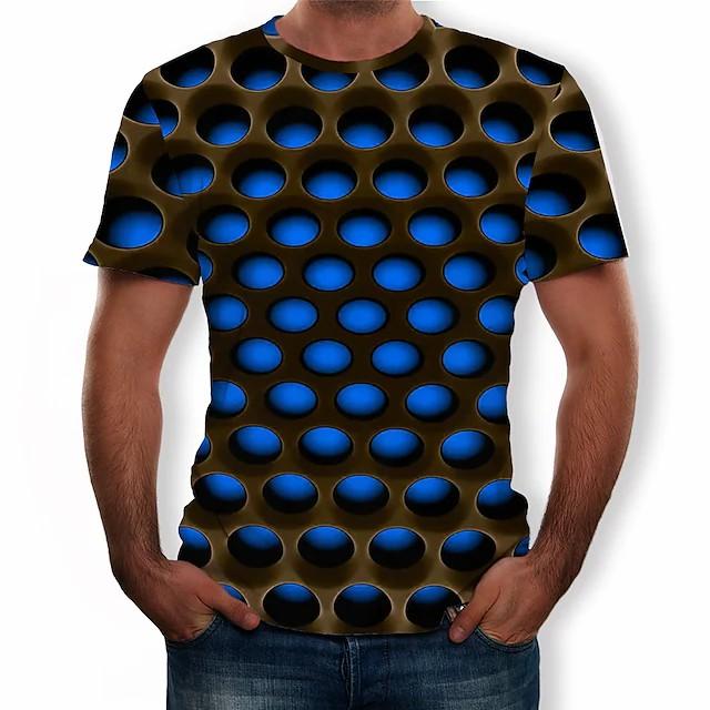 New Men's T shirt 3D Print Graphic Optical Illusion Plus Size Short Sleeve Casual Tops - Image 4