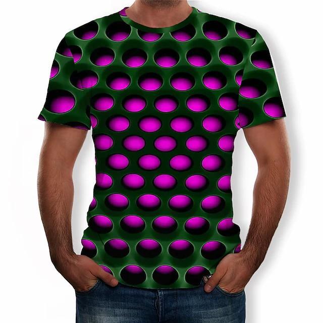 New Men's T shirt 3D Print Graphic Optical Illusion Plus Size Short Sleeve Casual Tops - Image 6