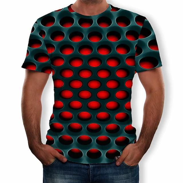New Men's T shirt 3D Print Graphic Optical Illusion Plus Size Short Sleeve Casual Tops - Image 7