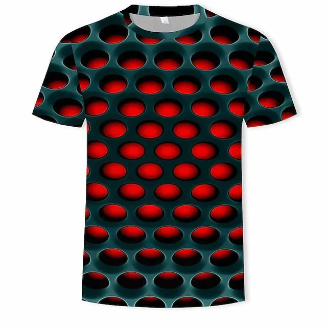 New Men's T shirt 3D Print Graphic Optical Illusion Plus Size Short Sleeve Casual Tops - Image 8
