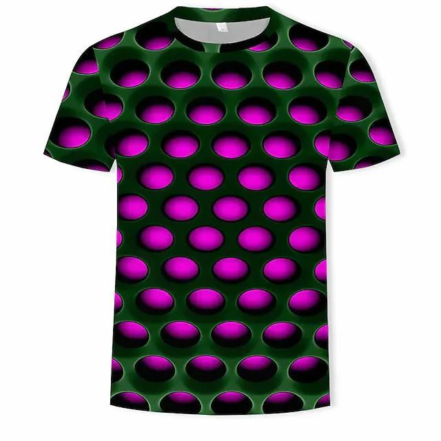 New Men's T shirt 3D Print Graphic Optical Illusion Plus Size Short Sleeve Casual Tops - Image 9