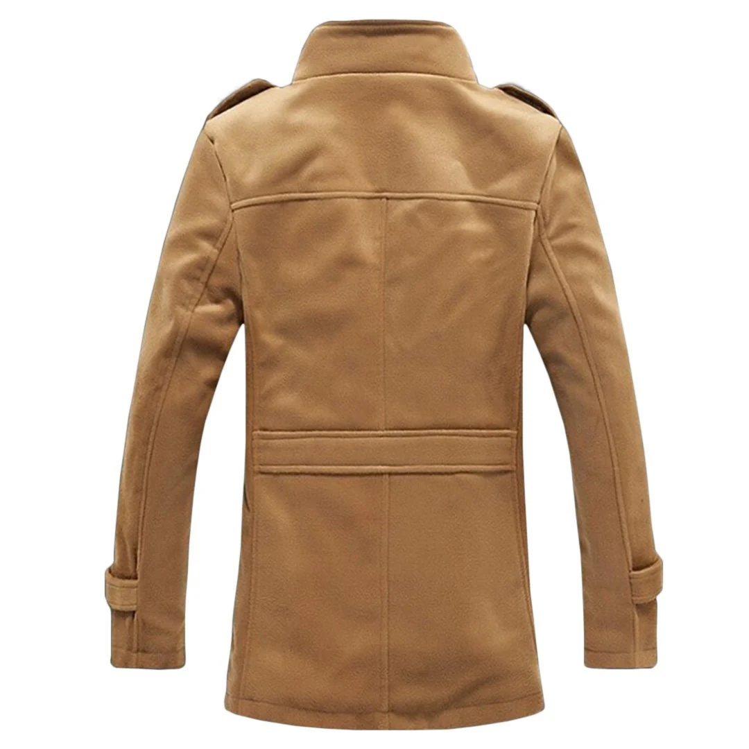 Men's  Solid Buttoned Woolen Autumn Jacket - Image 3