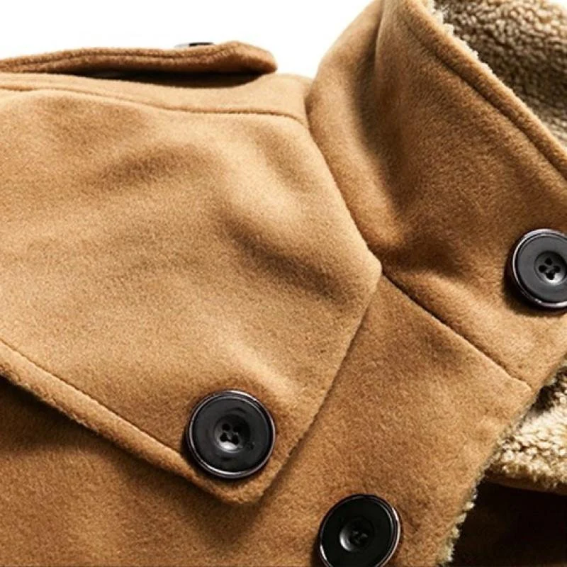 Men's  Solid Buttoned Woolen Autumn Jacket - Image 6