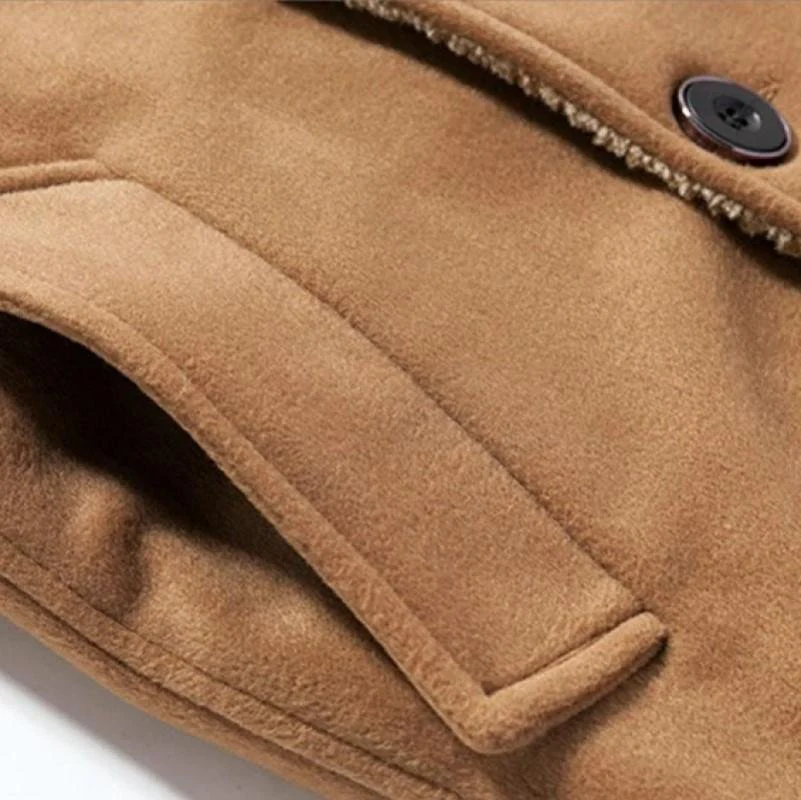 Men's  Solid Buttoned Woolen Autumn Jacket - Image 7